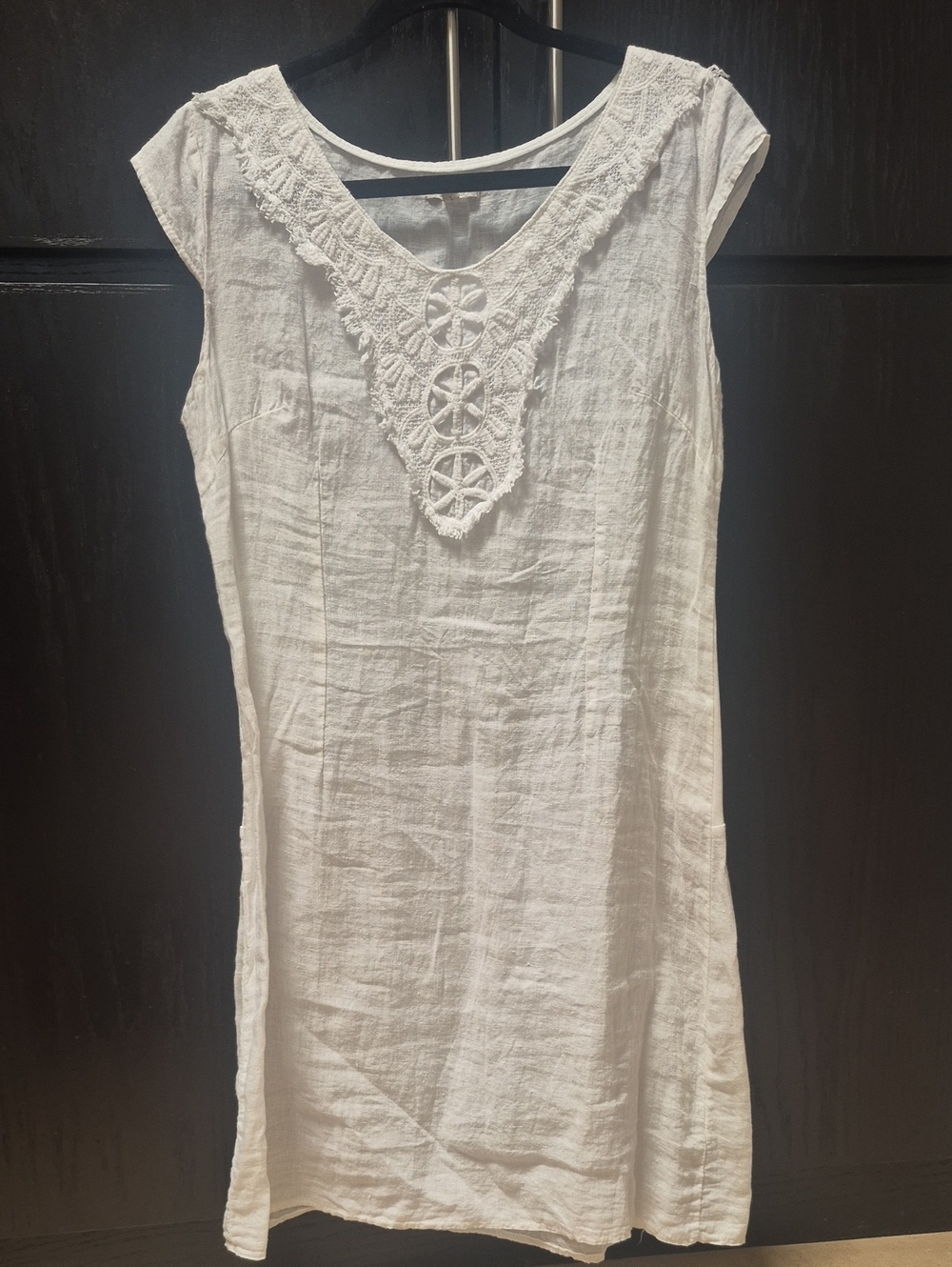 Lina Tomei White Linen Italy Dress Sz L